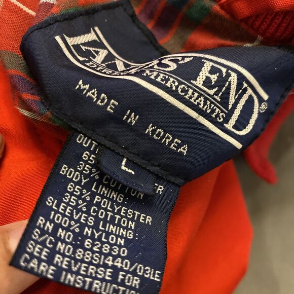 Vintage Lands' End Bomber Jacket Plaid Lining 80s Classic Preppy Women/Men Large - Picture 4 of 6